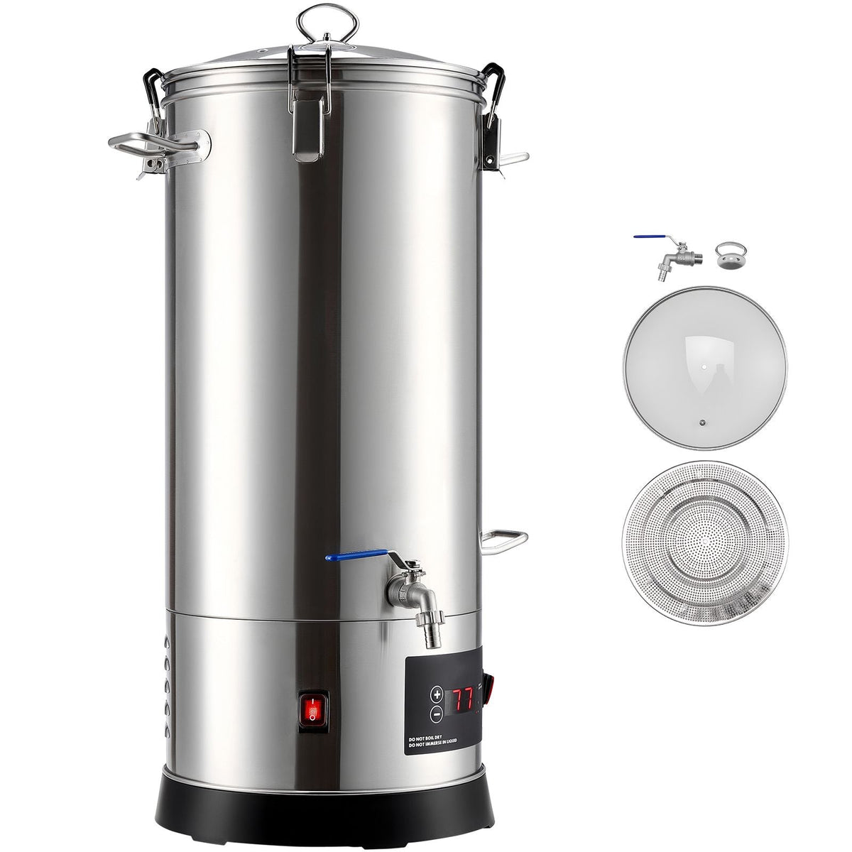 Beer Brewing Equipment, 8 Gal/30L 304 Stainless Steel Home Beer Brewer,1500W All-in-One Home Brewing Kit with Tall strainer, Integrated Inner Barrel & Reinforced Handle