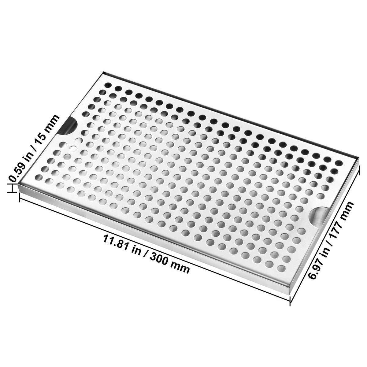Beer Drip Tray, 304 Stainless Steel Kegerator Drip Trays with 4 Non-Slip Rubber Pads and Detachable Cover, Heat / Cold Resistant Beer Tower Drip Pan for Bar Restaurant Coffee Shop Home