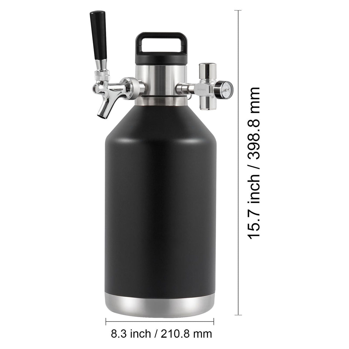 Beer Growler Tap System, 128Oz 4L Mini Keg, 304 Stainless Steel Pressurized Beer Growler, Keg Growler with Pressure Display, CO2 Regulator Faucet, Leak-Proof Ring For Draft, Homebrew, Craft Beer