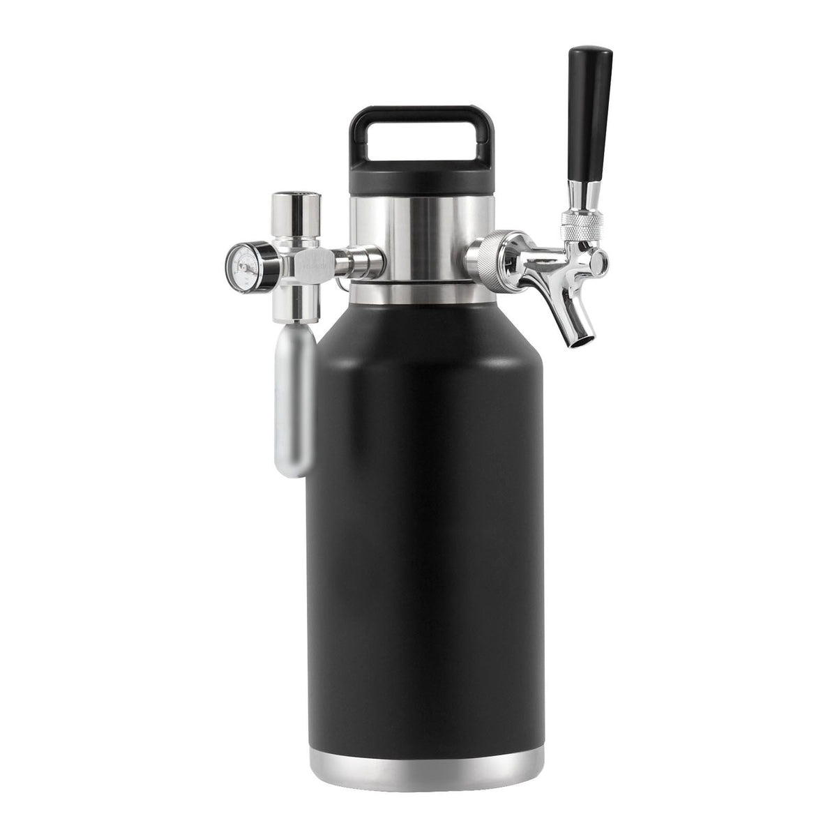 Beer Growler Tap System, 64Oz 1.89L Mini Keg, 304 Stainless Steel Pressurized Beer Growler, Keg Growler with Pressure Display, CO2 Regulator Faucet, Leak-Proof Ring For Draft Homebrew Craft Beer