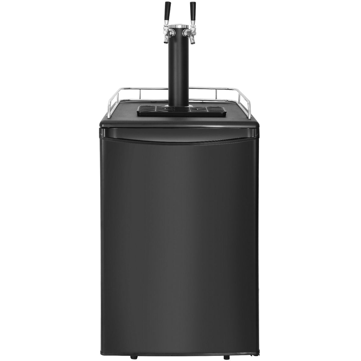 Beer Kegerator, Dual Tap Draft Beer Dispenser, Full Size Keg Refrigerator with CO2 Cylinder, Shelves, Drip Tray & Rail, 32 - 50 Fahrenheit Temperature Control, Hold 1/6, 1/4, 1/2 Barrels, Black
