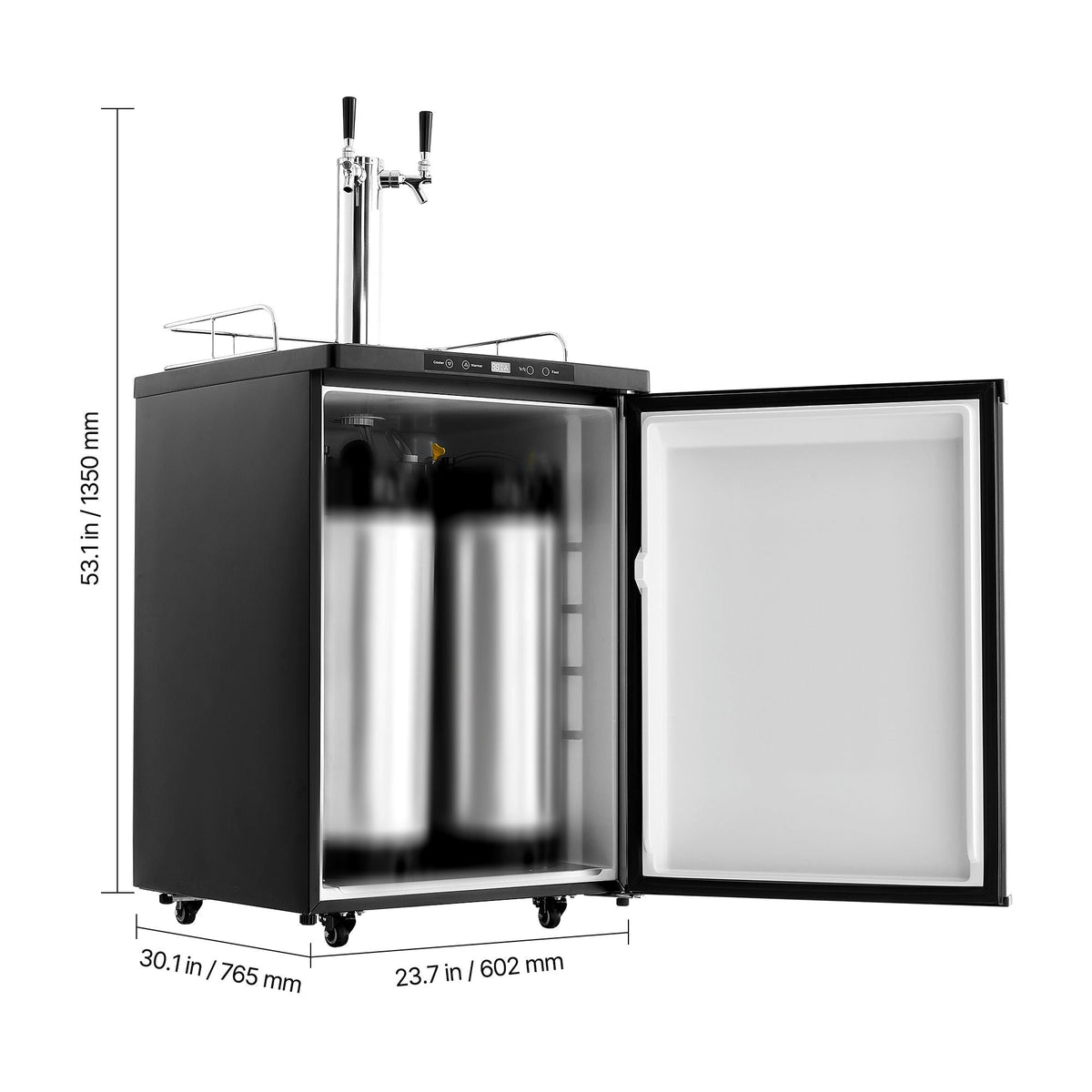 Beer Kegerator, Dual Tap Home Draft Beer Dispenser for Ball Lock, Full Size Keg Refrigerator with 5lbs CO2 Tank, Hold 2 Sixth / 2 Slim / 3 Ball lock keg, 162L