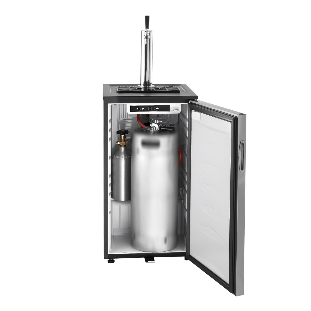 Beer Kegerator, Single Tap Commercial Draft Beer Dispenser for D system, Refrigerator With Shelves, Hold 1 Sixth Keg, 2.5lbs CO2 Tank, 92L