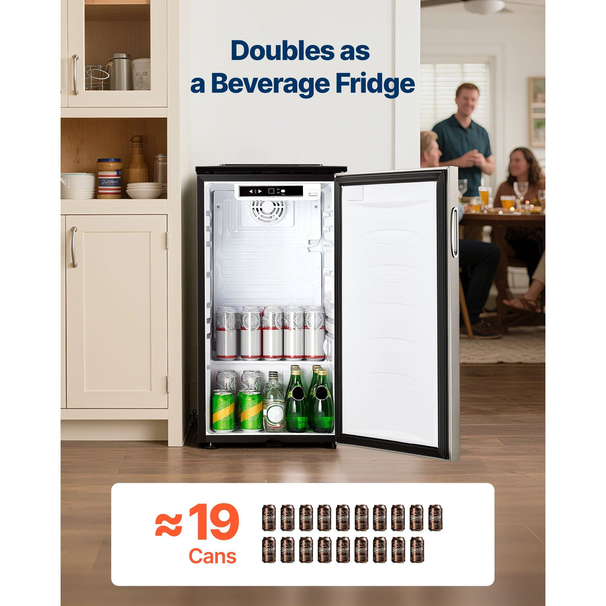 Beer Kegerator, Single Tap Commercial Draft Beer Dispenser for D system, Refrigerator With Shelves, Hold 1 Sixth Keg, 2.5lbs CO2 Tank, 92L