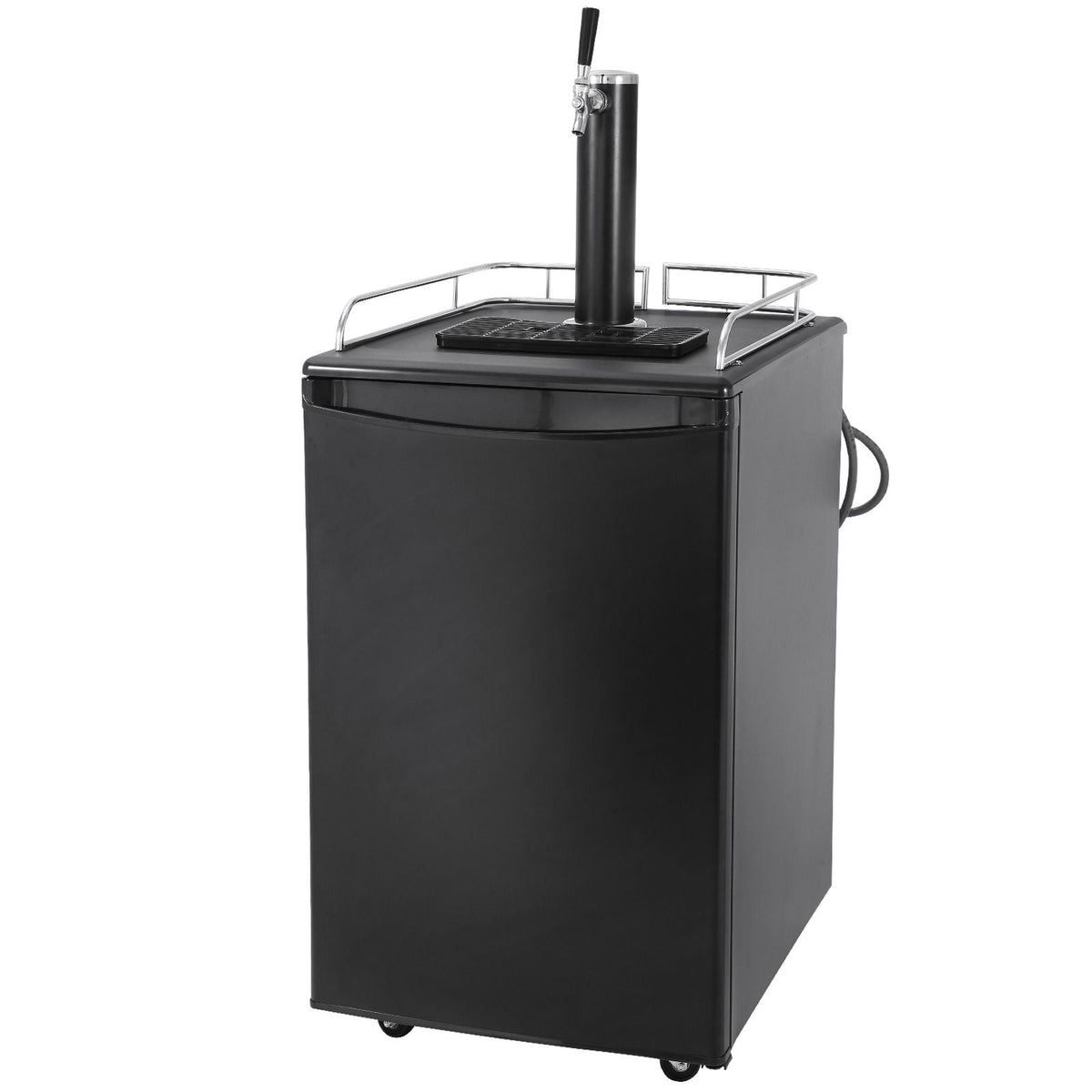 Beer Kegerator, Single Tap Draft Beer Dispenser, CO2 Cylinder, Drip Tray & Rail, 32 Fahrenheit - 50 Fahrenheit Temperature Control, Holds 1/6, 1/4, 1/2 Barrels, Black