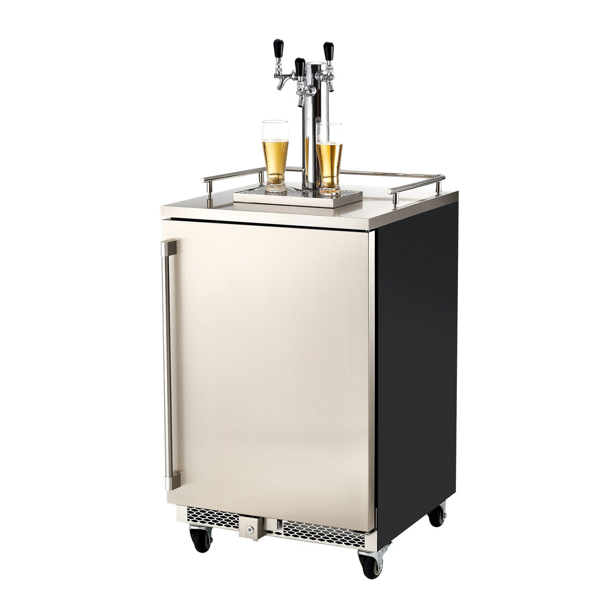 Beer Kegerator, Triple Tap Commercial Draft Beer Dispenser for D system, Full Size Keg Refrigerator with 5lbs CO2 Tank, Hold 3 Sixth / 2 Slim / 3 Ball lock keg, 160L