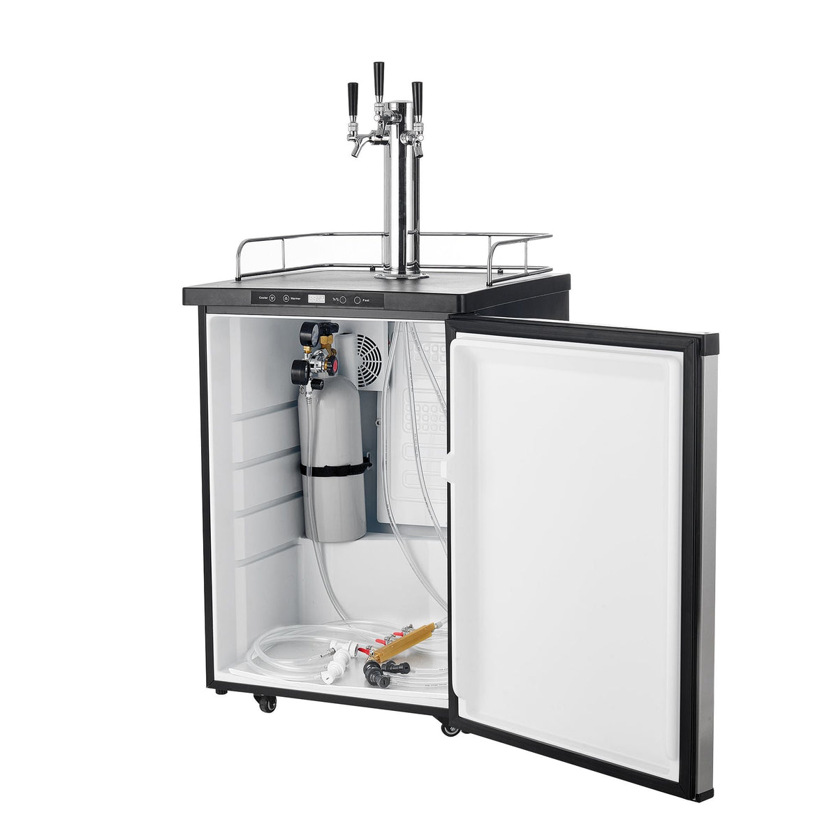 Beer Kegerator, Triple Tap Home Draft Beer Dispenser for Ball Lock, Full Size Keg Refrigerator with 5lbs CO2 Tank, Hold 2 Sixth / 2 Slim / 3 Ball lock keg, 162L