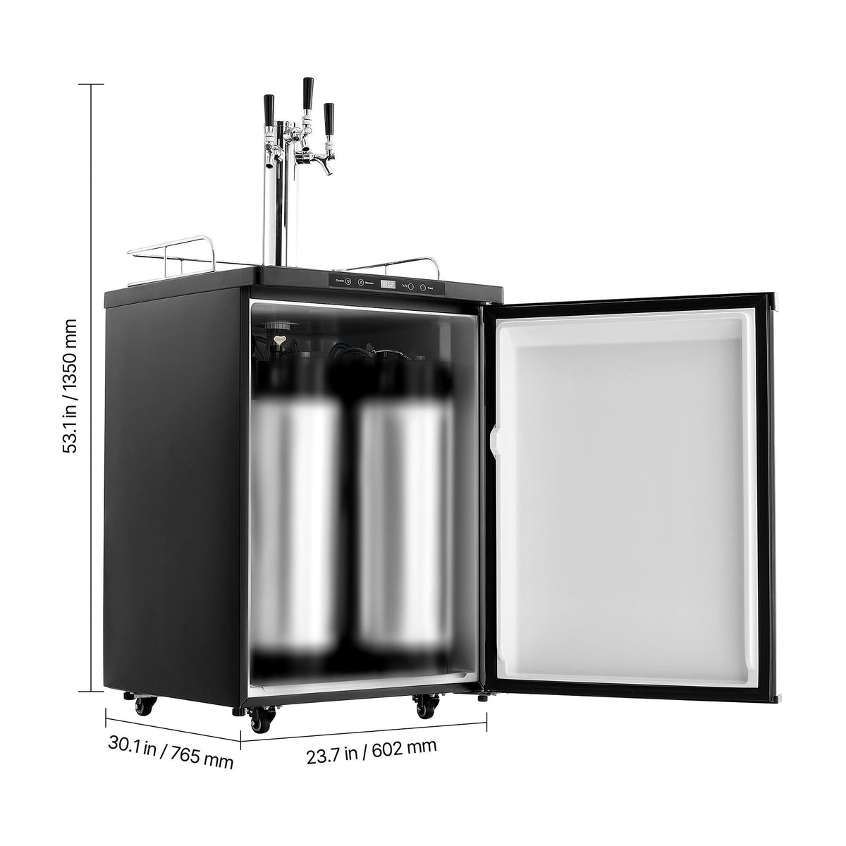 Beer Kegerator, Triple Tap Home Draft Beer Dispenser for Ball Lock, Full Size Keg Refrigerator with 5lbs CO2 Tank, Hold 2 Sixth / 2 Slim / 3 Ball lock keg, 162L
