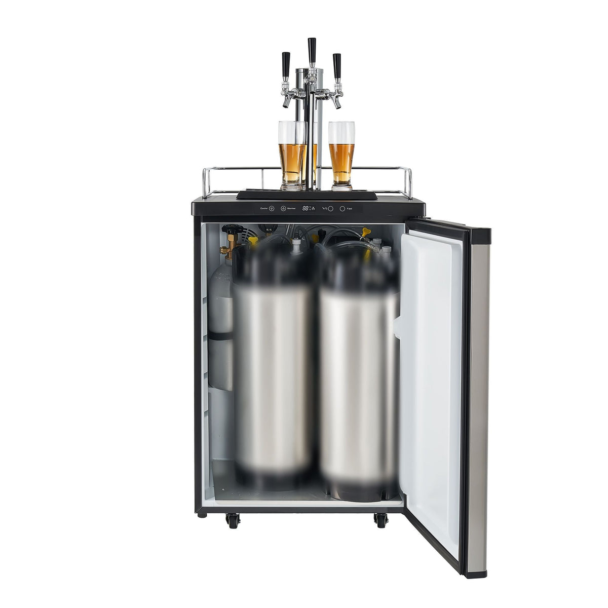 Beer Kegerator, Triple Tap Home Draft Beer Dispenser for Ball Lock, Full Size Keg Refrigerator with 5lbs CO2 Tank, Hold 2 Sixth / 2 Slim / 3 Ball lock keg, 162L
