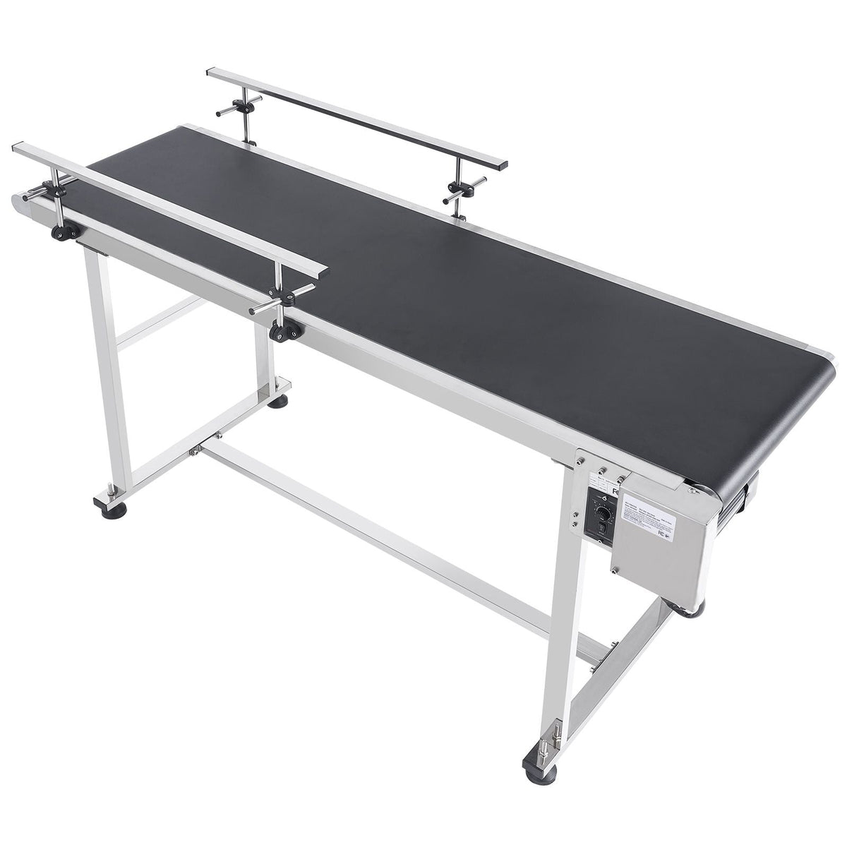 Belt Conveyor, 59 x 15.7 inch Conveyor Table, Heavy Duty Stainless Steel Motorized Belt Conveyor for Inkjet Coding Applications Powered PVC Belt Anti-Static Adjustable Speed (Double Guardrail)