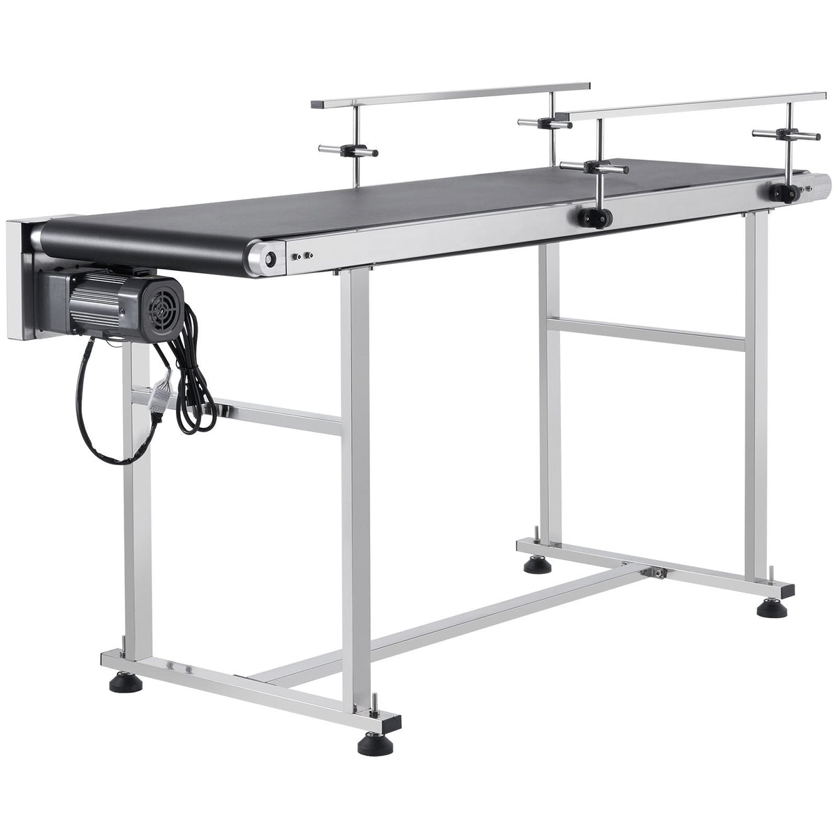 Belt Conveyor, 59 x 15.7 inch Conveyor Table, Heavy Duty Stainless Steel Motorized Belt Conveyor for Inkjet Coding Applications Powered PVC Belt Anti-Static Adjustable Speed (Double Guardrail)