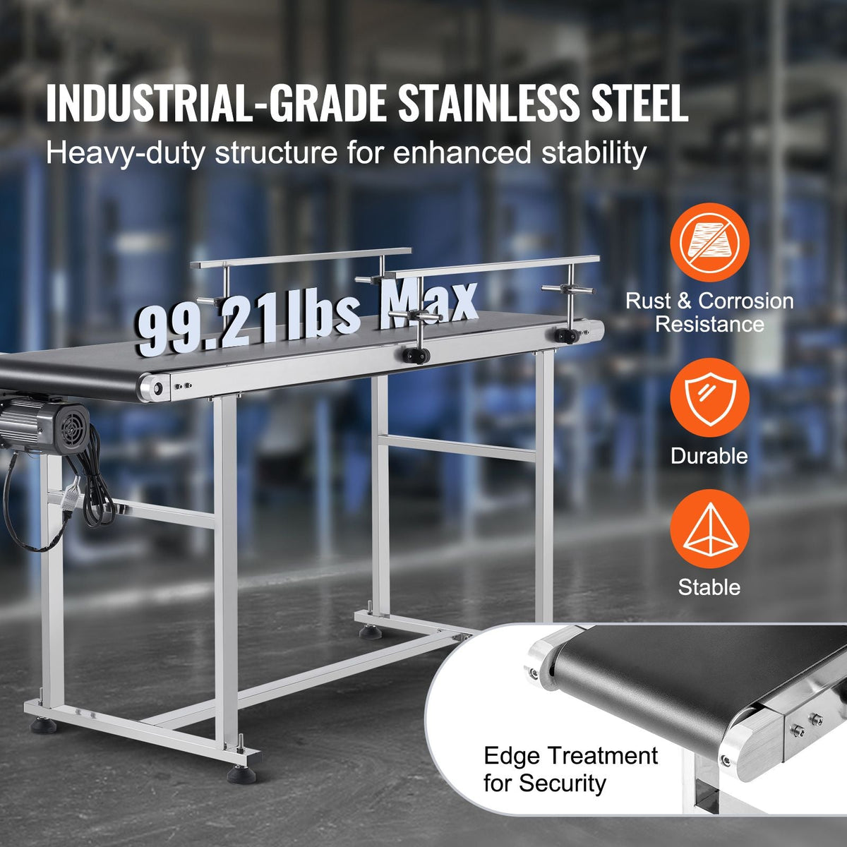 Belt Conveyor, 59 x 15.7 inch Conveyor Table, Heavy Duty Stainless Steel Motorized Belt Conveyor for Inkjet Coding Applications Powered PVC Belt Anti-Static Adjustable Speed (Double Guardrail)
