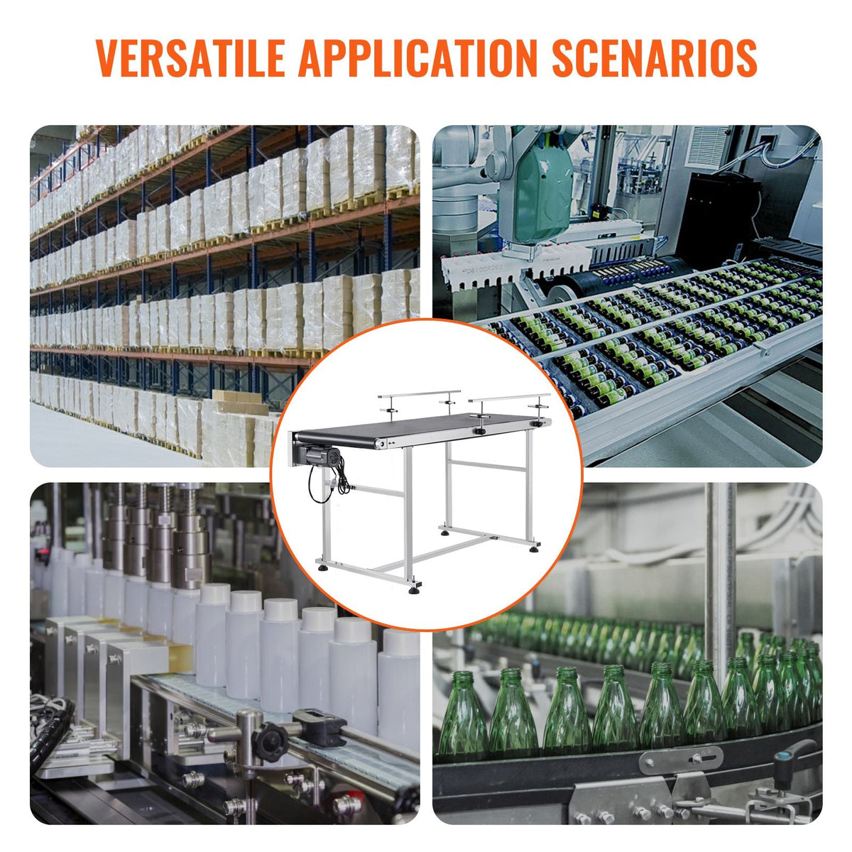 Belt Conveyor, 59 x 23.6 inch Conveyor Table, Heavy Duty Stainless Steel Motorized Belt Conveyor for Inkjet Coding Applications Powered PVC Belt Anti-Static Adjustable Speed (Double Guardrail)