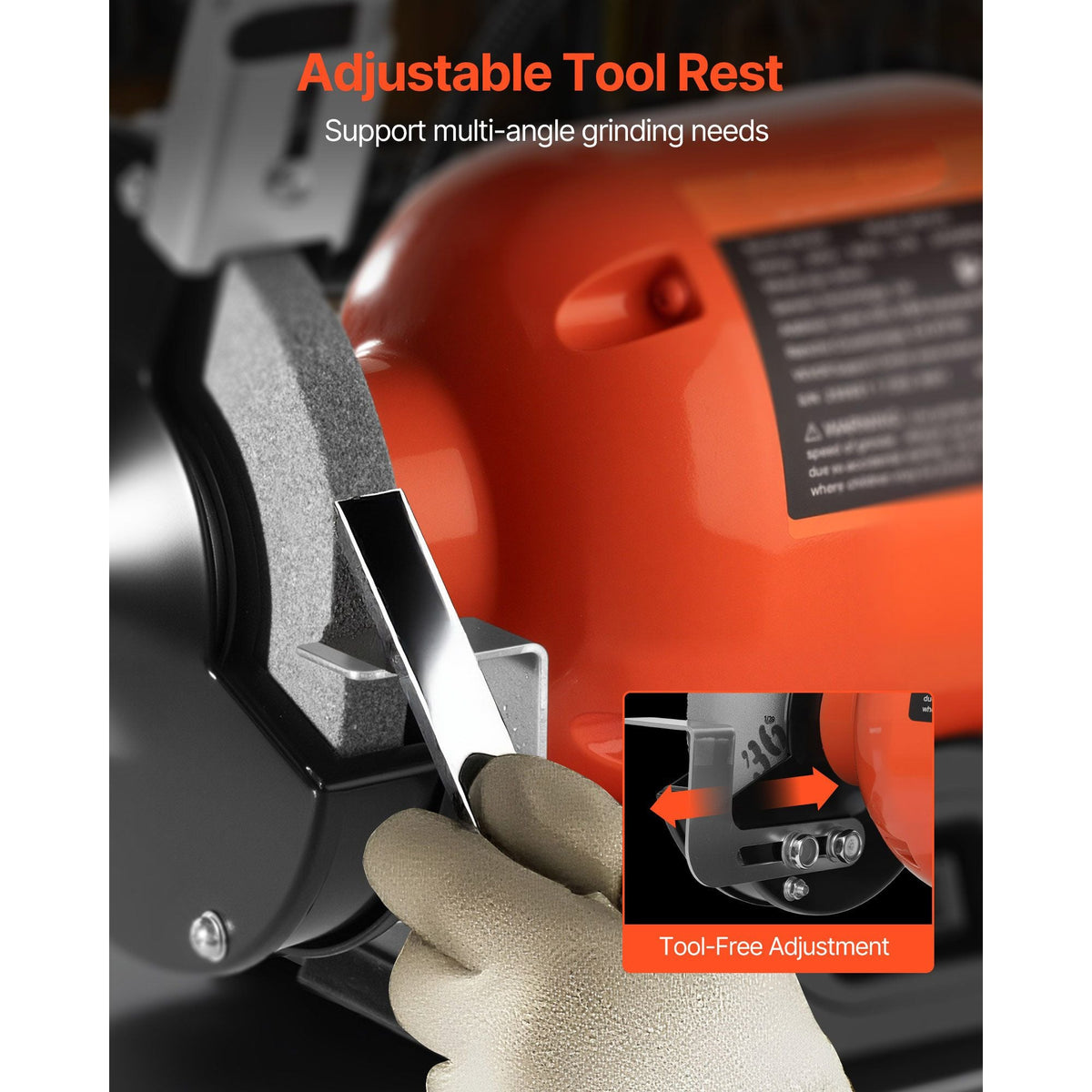 Bench Grinder, 6-inch Single Speed Bench Grinder, 3450RPM High-Speed Table Grinders with 250W 2.1A Induction Motor, 36/60-Grit Grinding Wheels & LED Work Light for Fast Sharpening Grinding