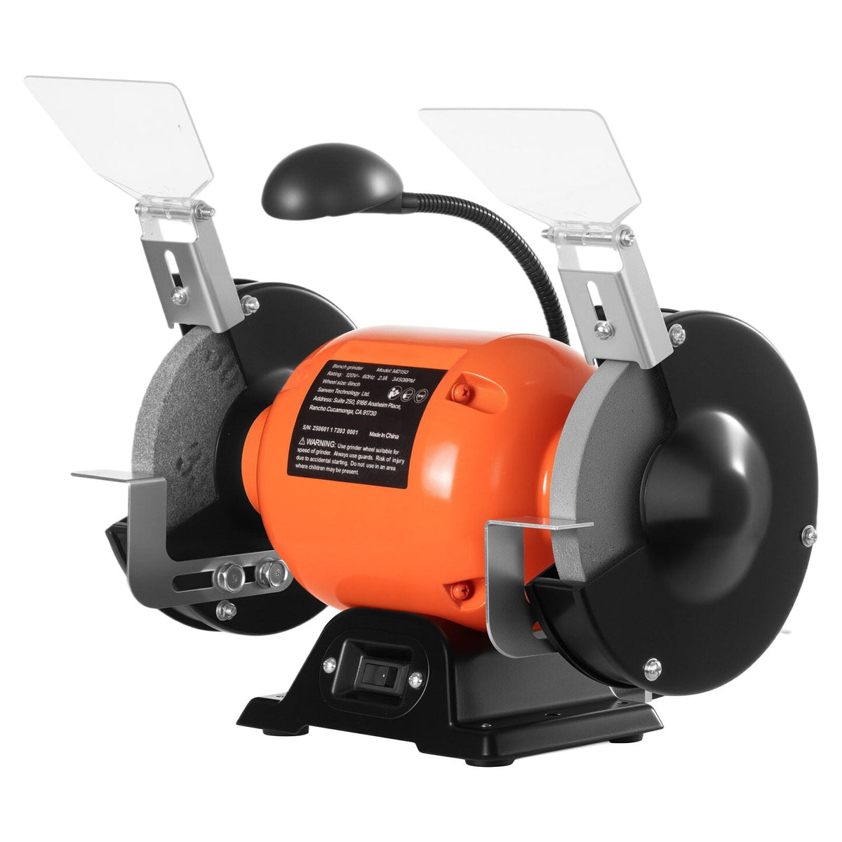 Bench Grinder, 6-inch Single Speed Bench Grinder, 3450RPM High-Speed Table Grinders with 250W 2.1A Induction Motor, 36/60-Grit Grinding Wheels & LED Work Light for Fast Sharpening Grinding