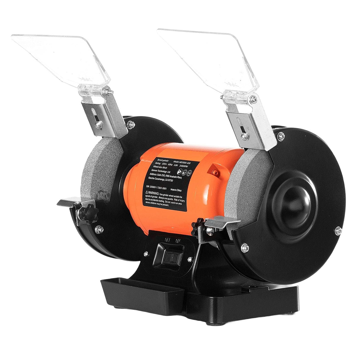 Bench Grinder, 6-inch Single Speed Bench Grinder, 3450RPM High-Speed Table Grinders with 450W 3.8A Induction Motor, 36/60-Grit Grinding Wheel & Adjustable Eye Shield for Fast Sharpening Grinding