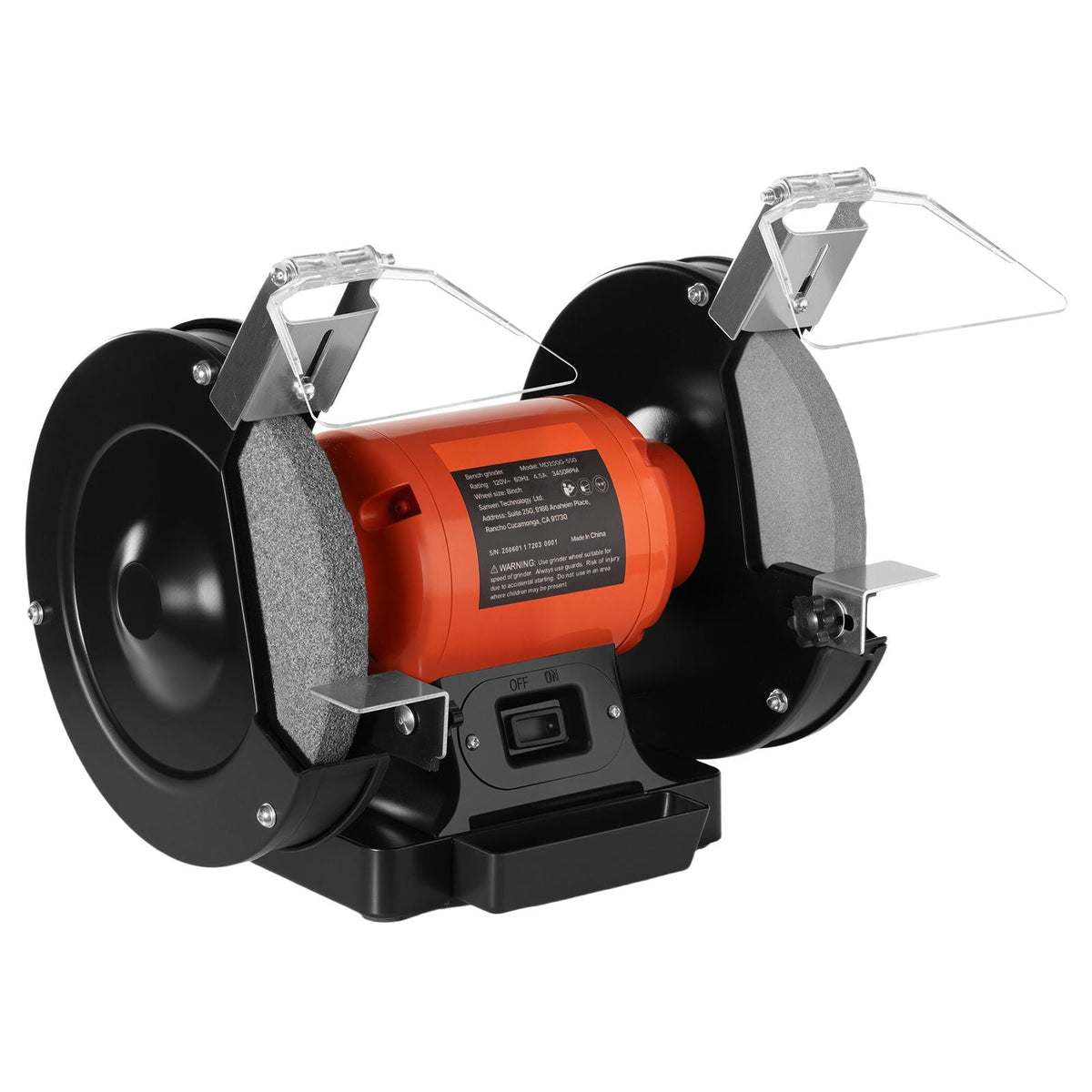 Bench Grinder, 8-inch Single Speed Bench Grinder, 3450RPM High-Speed Table Grinders with 550W 4.5A Induction Motor, 36/60-Grit Grinding Wheel & Adjustable Eye Shield for Fast Sharpening Grinding