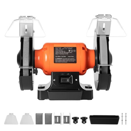 Bench Grinder, 8-inch Single Speed Bench Grinder, 3450RPM High-Speed Table Grinders with 550W 4.5A Induction Motor, 36/60-Grit Grinding Wheel & Adjustable Eye Shield for Fast Sharpening Grinding