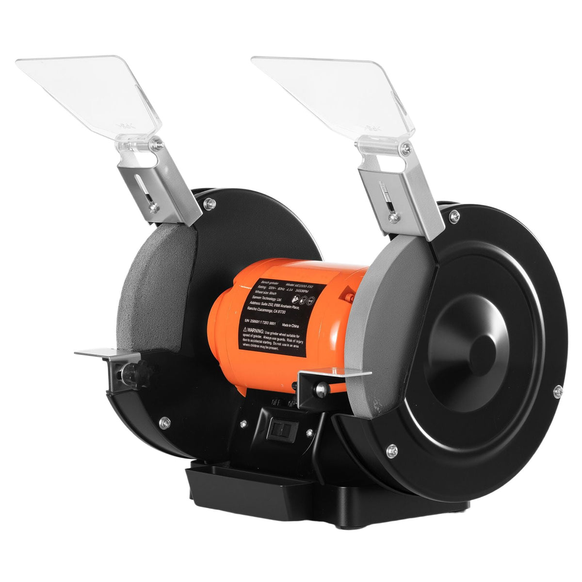Bench Grinder, 8-inch Single Speed Bench Grinder, 3450RPM High-Speed Table Grinders with 550W 4.5A Induction Motor, 36/60-Grit Grinding Wheel & Adjustable Eye Shield for Fast Sharpening Grinding