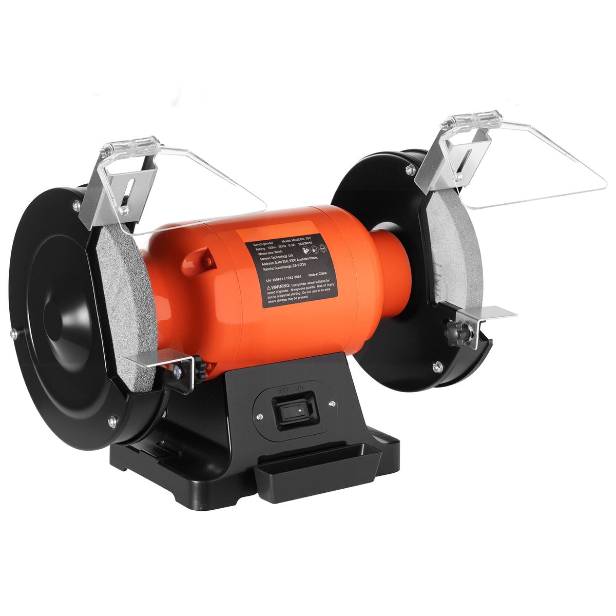 Bench Grinder, 8-inch Single Speed Bench Grinder, 3450RPM High-Speed Table Grinders with 750W 6.2A Induction Motor, 36/60-Grit Grinding Wheel & Adjustable Eye Shield for Fast Sharpening Grinding
