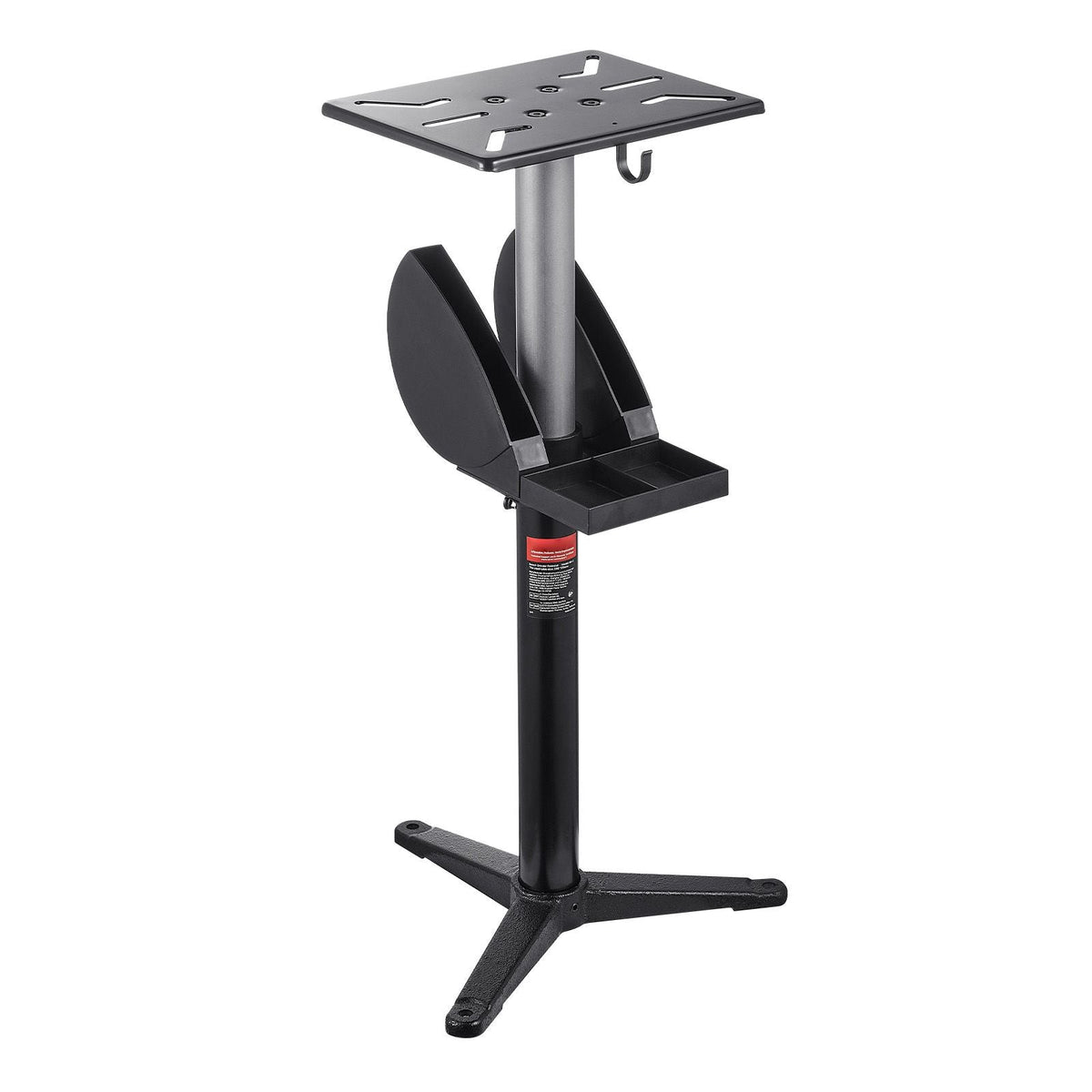 Bench Grinder Stand, Bench Grinder Vise Floor Pedestal with 12" x 10" Mounting Plate, 5-Level Height Adjustable Pedestal Stand with Grinding Wheel Storage Compartment & Heavy-Duty Cast Iron Base