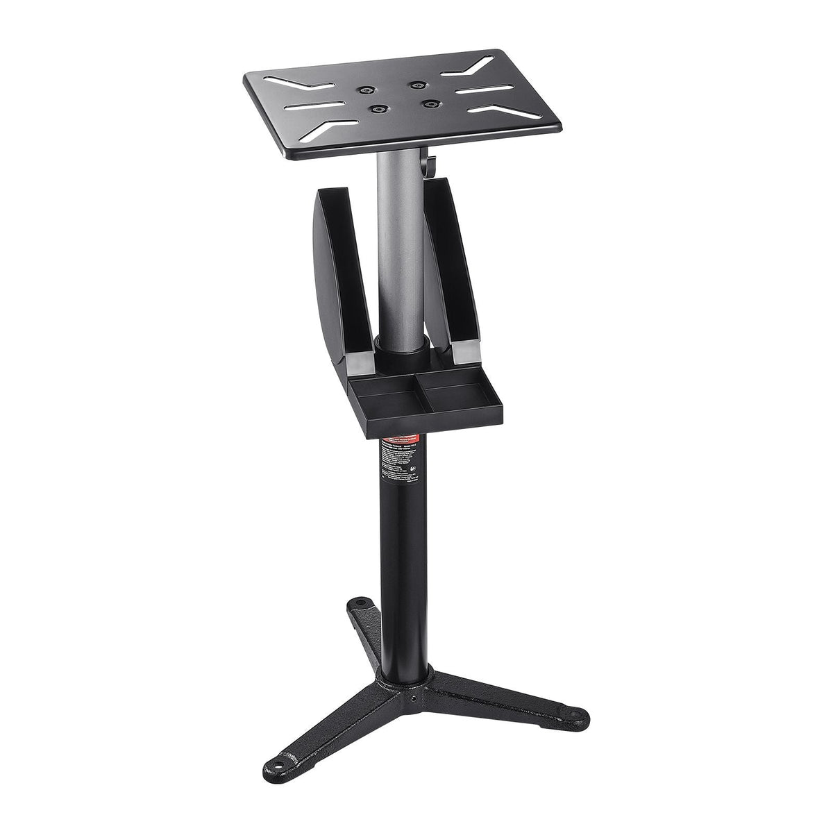 Bench Grinder Stand, Bench Grinder Vise Floor Pedestal with 12" x 10" Mounting Plate, 5-Level Height Adjustable Pedestal Stand with Grinding Wheel Storage Compartment & Heavy-Duty Cast Iron Base
