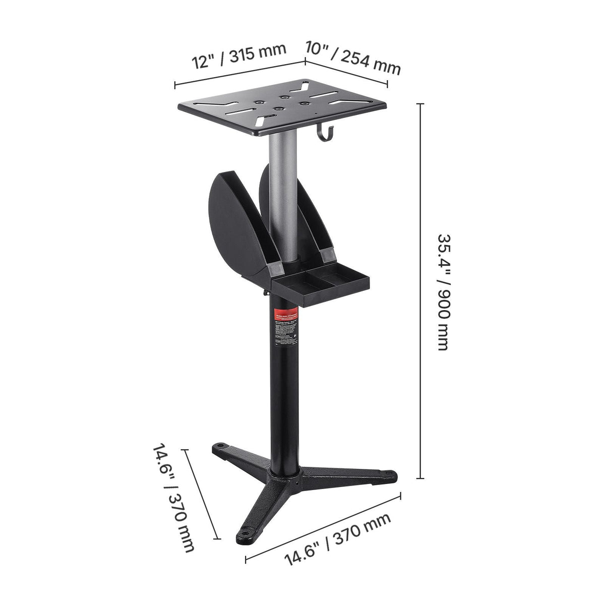 Bench Grinder Stand, Bench Grinder Vise Floor Pedestal with 12" x 10" Mounting Plate, 5-Level Height Adjustable Pedestal Stand with Grinding Wheel Storage Compartment & Heavy-Duty Cast Iron Base