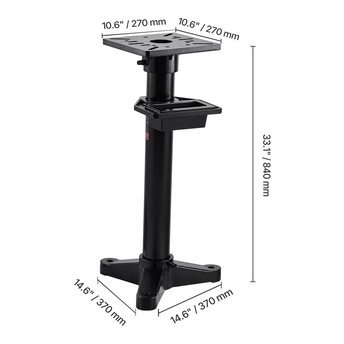 Bench Grinder Stand, Heavy-Duty Bench Grinder and Vise Floor Pedestal with 10.6" x 10.6" Mounting Plate, Pre-Cut Mounting Slots & Water Pot, Compatible with Most Bench Grinders