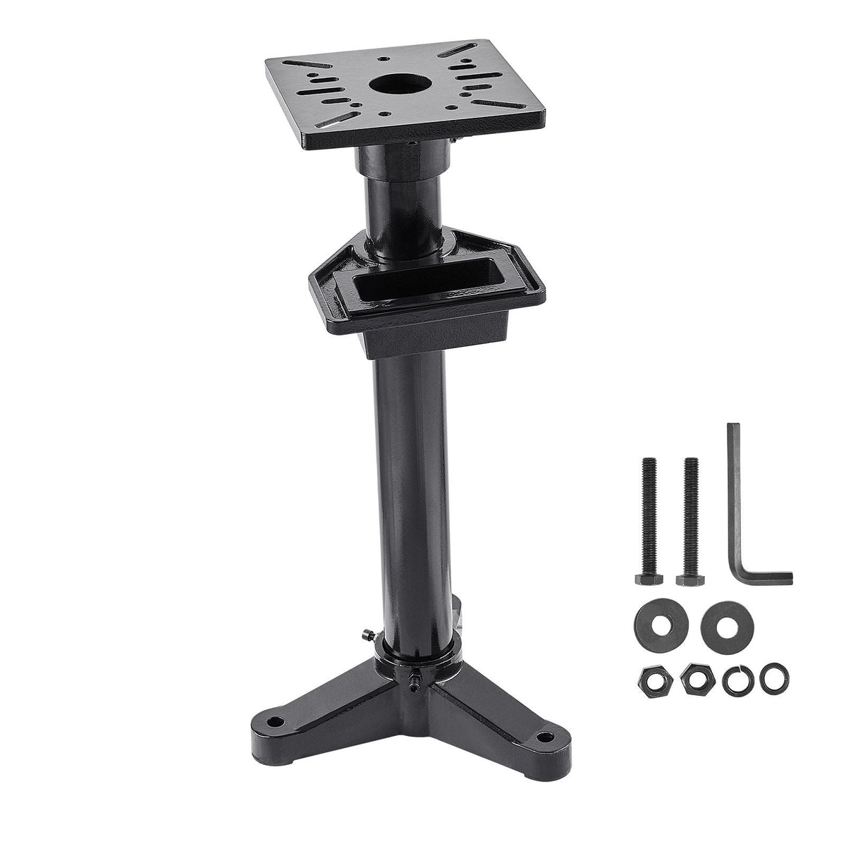 Bench Grinder Stand, Heavy-Duty Bench Grinder and Vise Floor Pedestal with 10.6" x 10.6" Mounting Plate, Pre-Cut Mounting Slots & Water Pot, Compatible with Most Bench Grinders