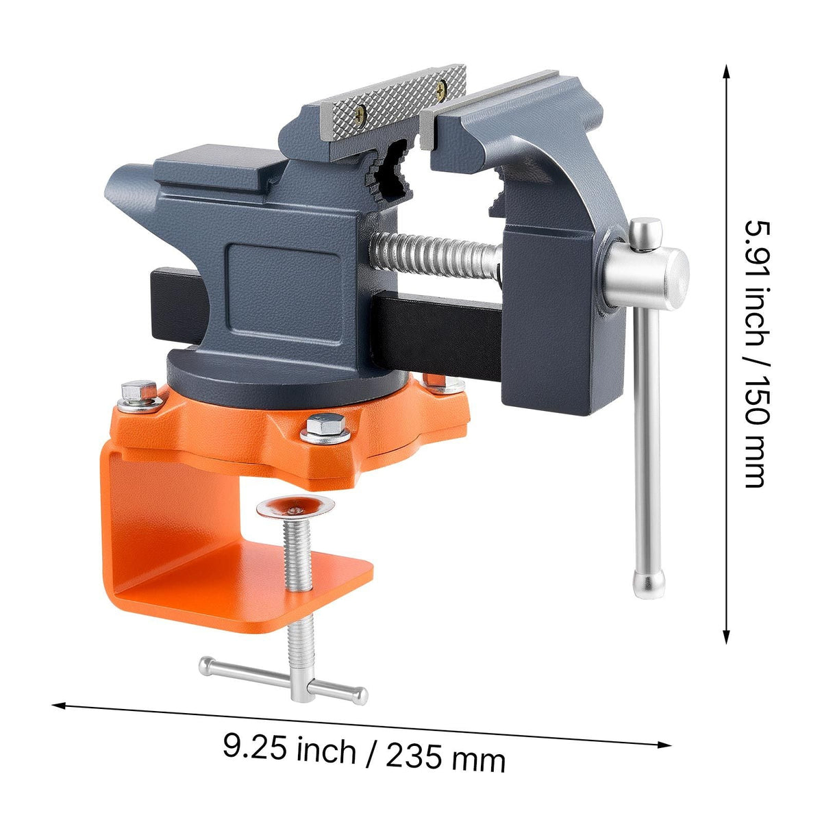 Bench Vise, 4.5 Inch, Portable Workbench Vice with 270° Swivel Base, Quick Release Rotating Bench Clamp, Cast Iron Construction, for Woodworking, Metalworking, Drilling, Sawing, Cutting Conduit