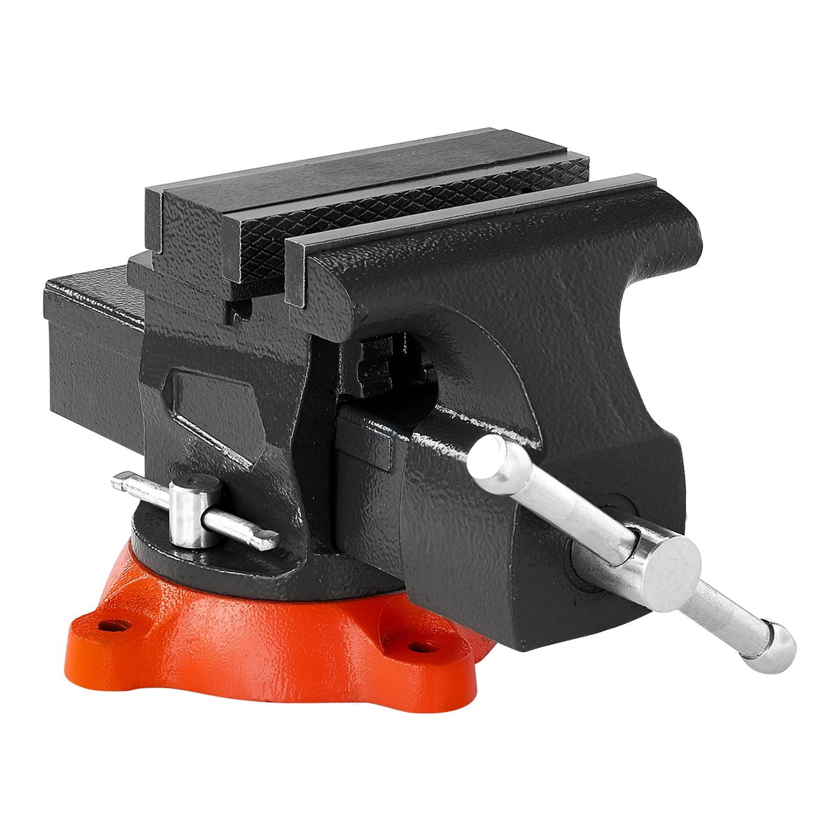Bench Vise, 5.5" Jaw Width, 5.5" Max Jaw Opening Multipurpose Vise with 360° Swivel Locking Base, 2.8" Throat Depth, Heavy Duty Ductile Iron Workbench Vise, Two-Way Jaws for Clamping Round Pipes