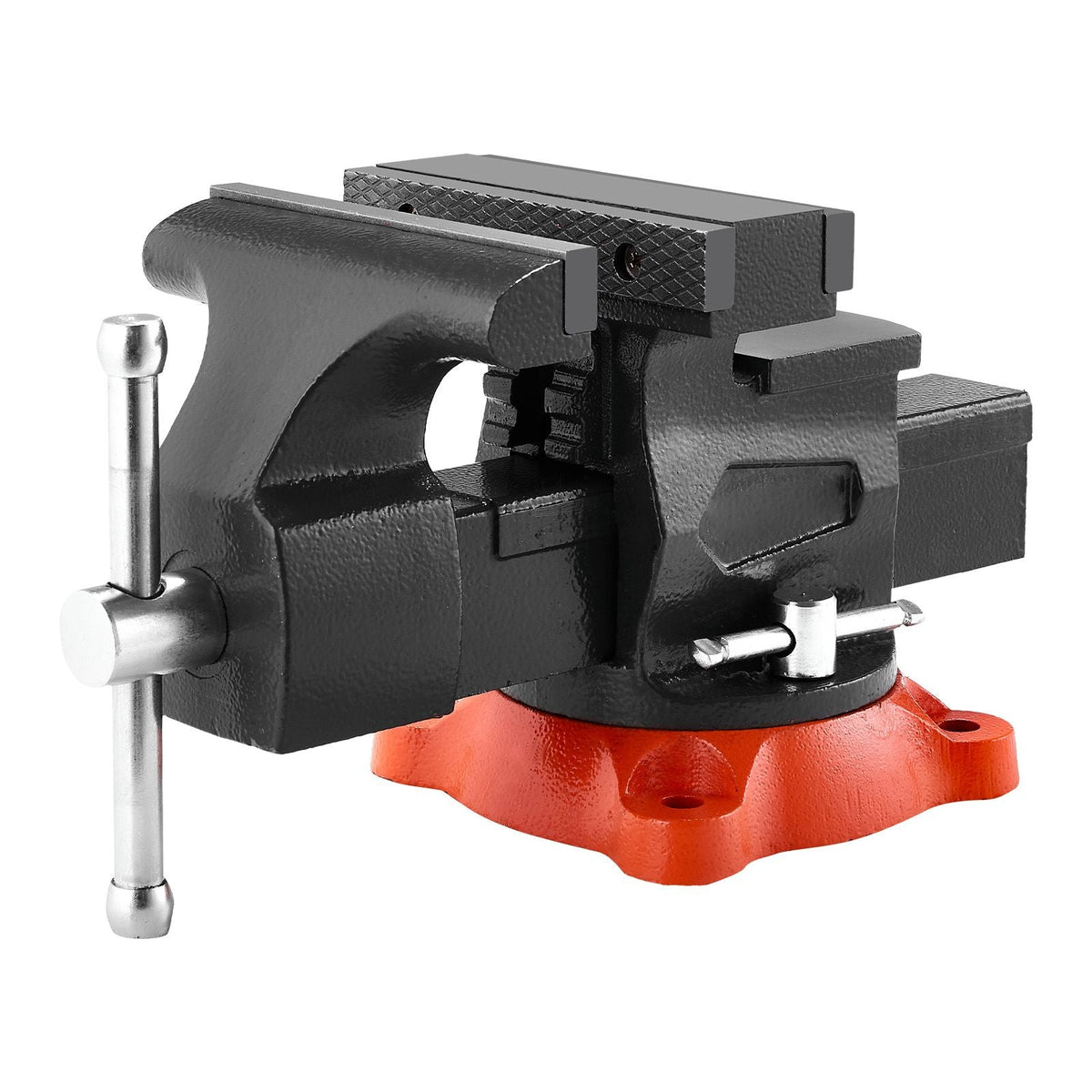 Bench Vise, 5.5" Jaw Width, 5.5" Max Jaw Opening Multipurpose Vise with 360° Swivel Locking Base, 2.8" Throat Depth, Heavy Duty Ductile Iron Workbench Vise, Two-Way Jaws for Clamping Round Pipes