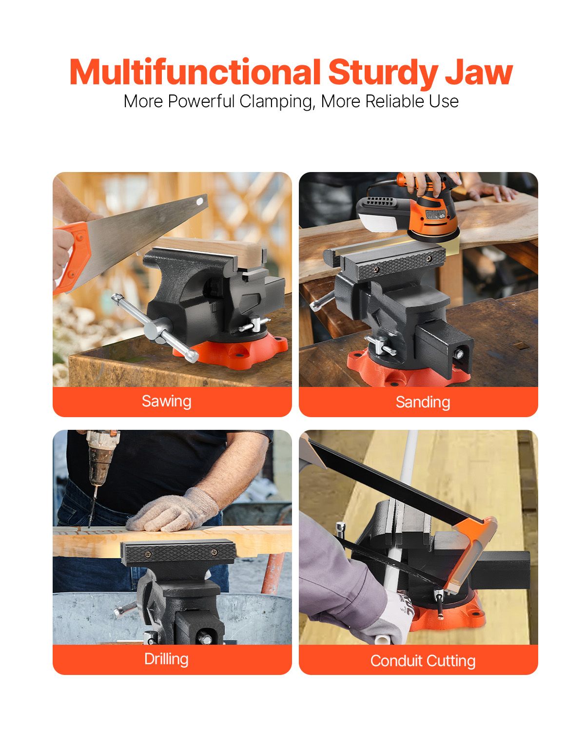 Bench Vise, 5.5" Jaw Width, 5.5" Max Jaw Opening Multipurpose Vise with 360° Swivel Locking Base, 2.8" Throat Depth, Heavy Duty Ductile Iron Workbench Vise, Two-Way Jaws for Clamping Round Pipes