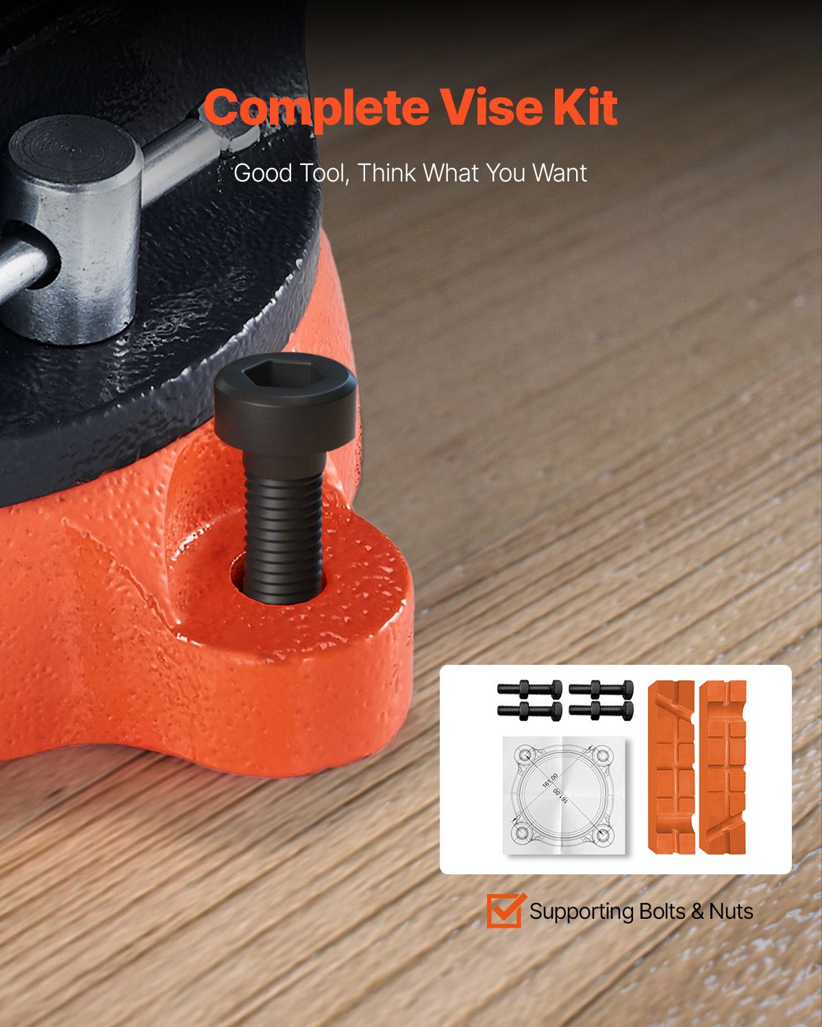 Bench Vise, 8" Jaw Width, 8" Max Jaw Opening Multipurpose Vise with 360° Swivel Locking Base, 3.7" Throat Depth, Heavy Duty Ductile Iron Workbench Vise, Two-Way Jaws for Clamping Round Pipes