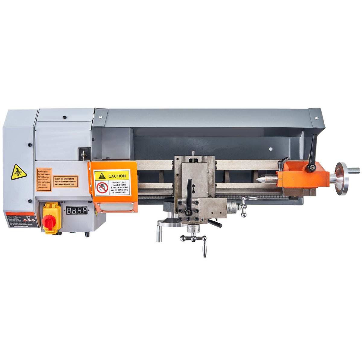 Benchtop Metal Lathe, 7'' x 13.78'', offers precise metalworking with a 0-2200 RPM variable speed, powered by a 500W brush motor and durable metal gears. Includes a tool box for precise part