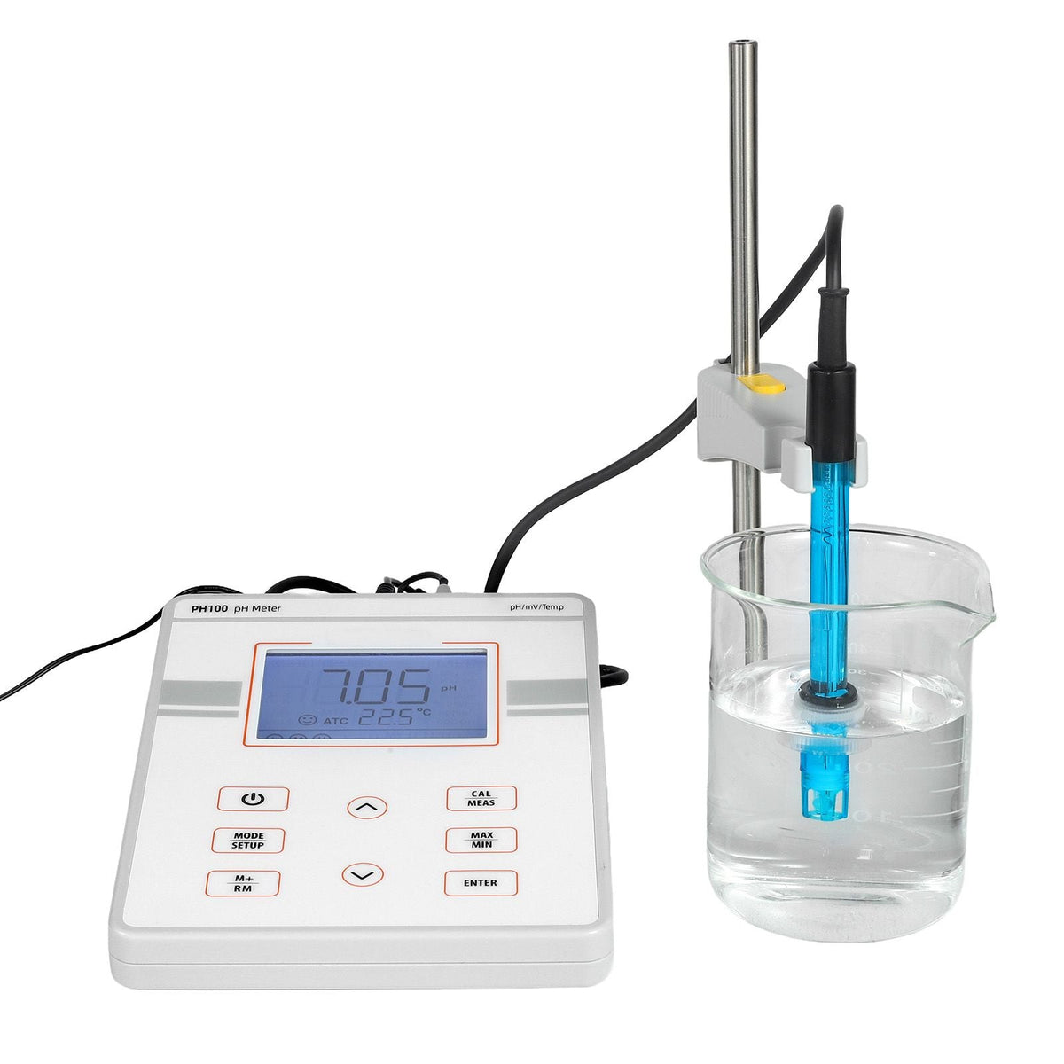 Benchtop pH Meter, 0-14 pH Range, Laboratory Tester Kit with Large Backlit Display, Calibration Solutions, Power Adapter, Stores Up to 50 Readings, for Temperature and Water Quality Testing