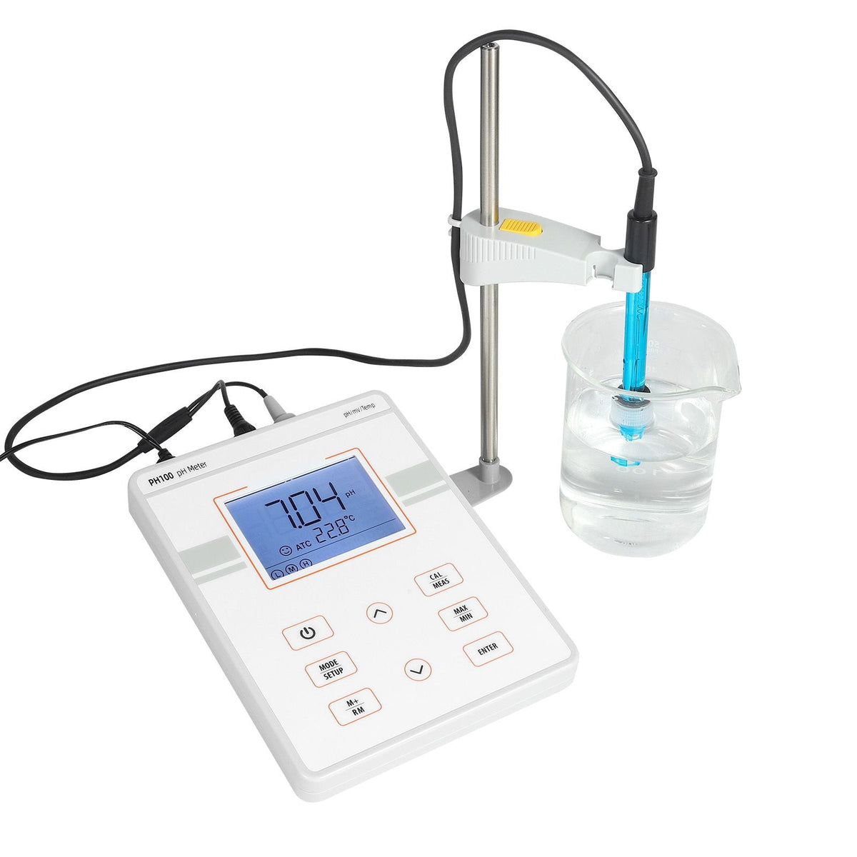 Benchtop pH Meter, 0-14 pH Range, Laboratory Tester Kit with Large Backlit Display, Calibration Solutions, Power Adapter, Stores Up to 50 Readings, for Temperature and Water Quality Testing