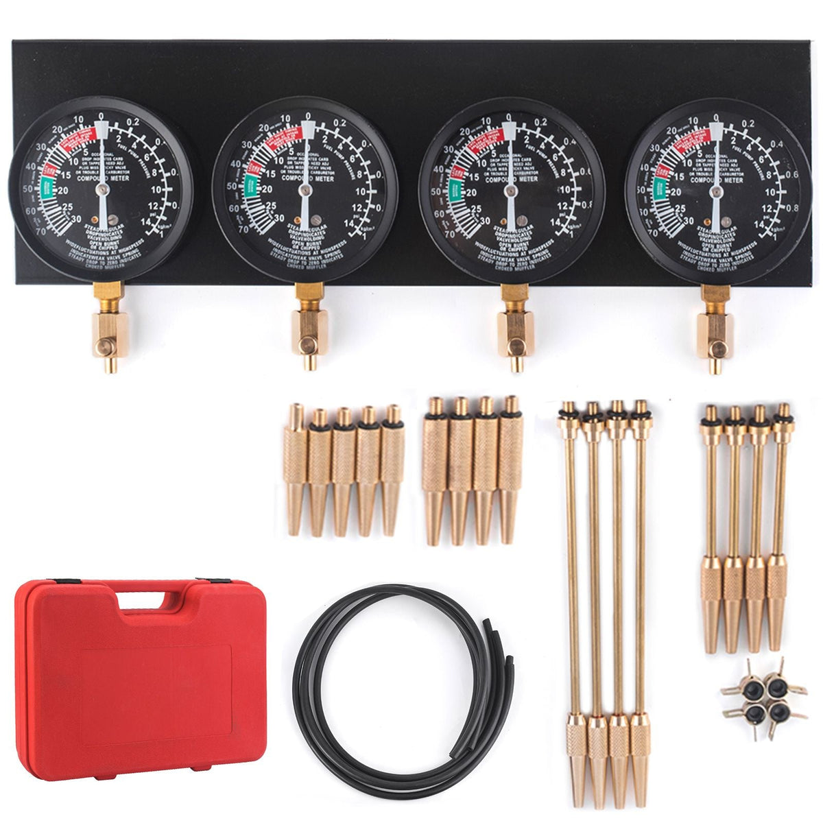 Bestauto Fuel Vacuum Carburetor Synchronize Tool Kit Fuel Vacuum Carburetor Synchronizer carb sync Gauge Set with Rubber Hose