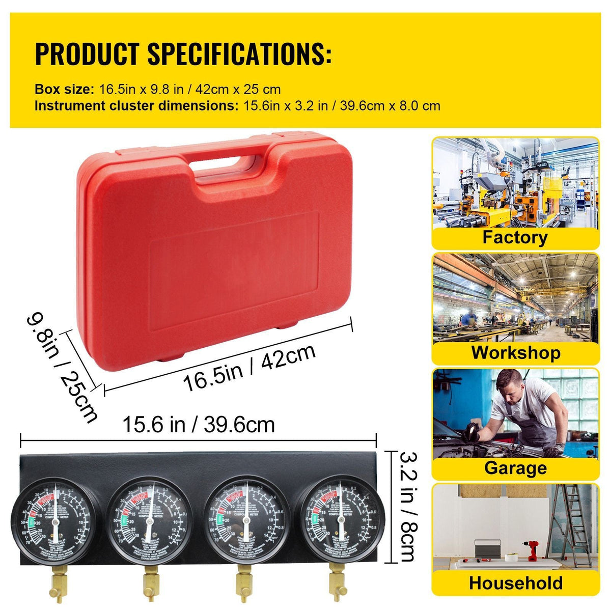 Bestauto Fuel Vacuum Carburetor Synchronize Tool Kit Fuel Vacuum Carburetor Synchronizer carb sync Gauge Set with Rubber Hose