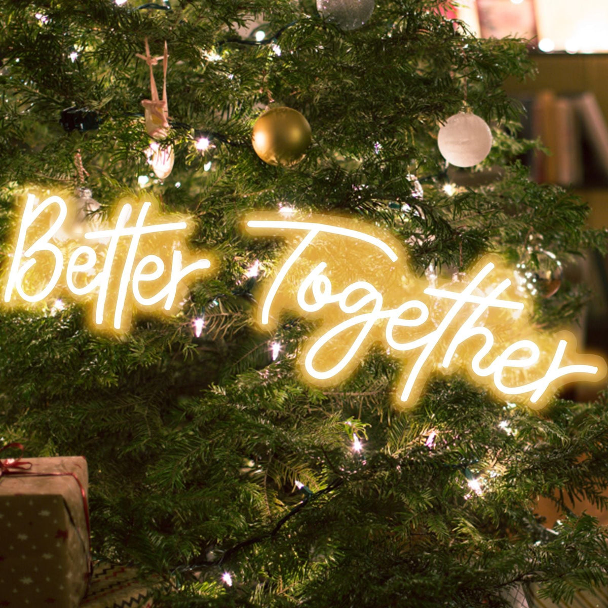 Better Together Neon Sign, 13" x 7" +18" x 8" Warm White LED lights Sign, Adjustable Brightness with Remote Control, Used for Home, Party, Wedding, and Bar Decoration (Power Adapter Included