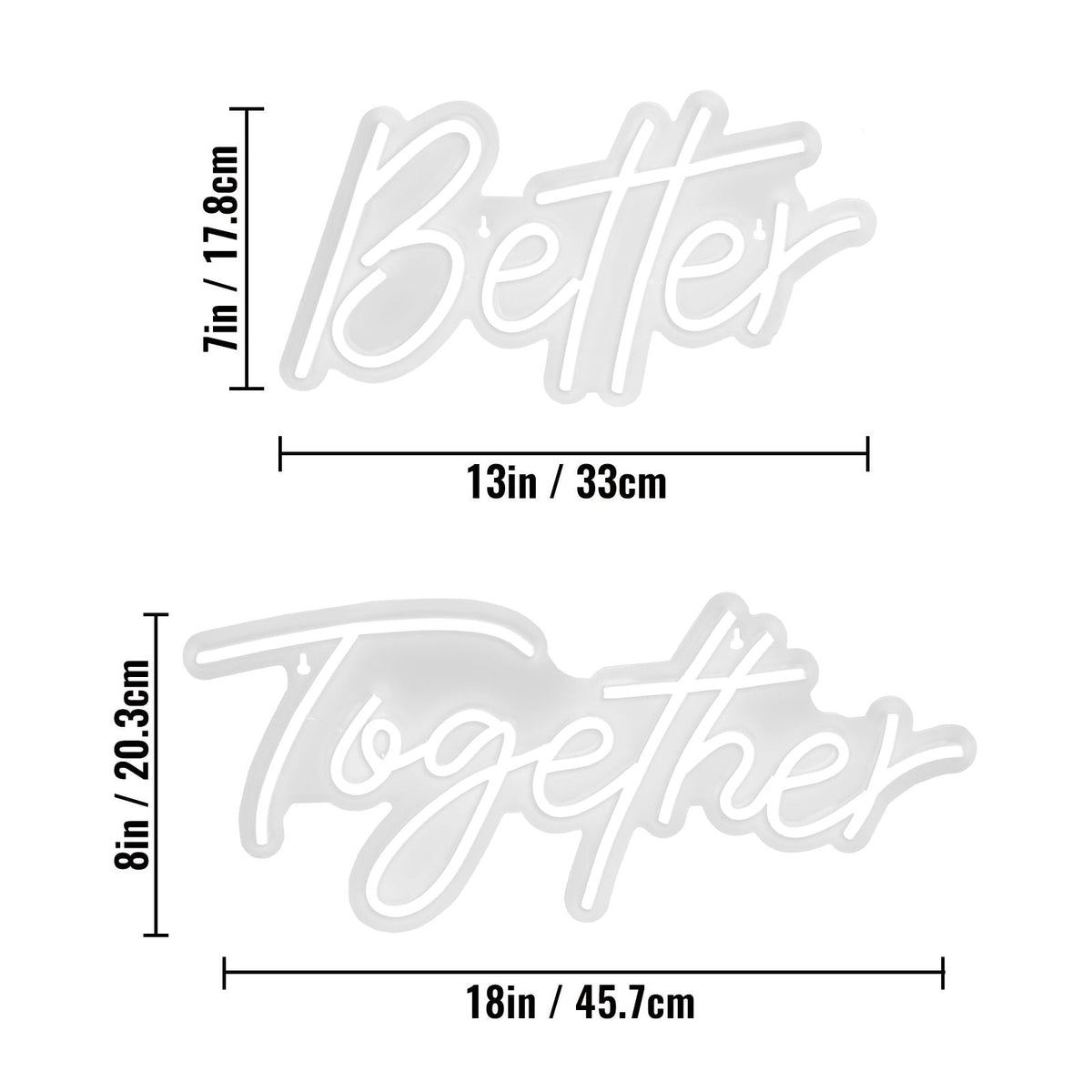 Better Together Neon Sign, 13" x 7" +18" x 8" Warm White LED lights Sign, Adjustable Brightness with Remote Control, Used for Home, Party, Wedding, and Bar Decoration (Power Adapter Included