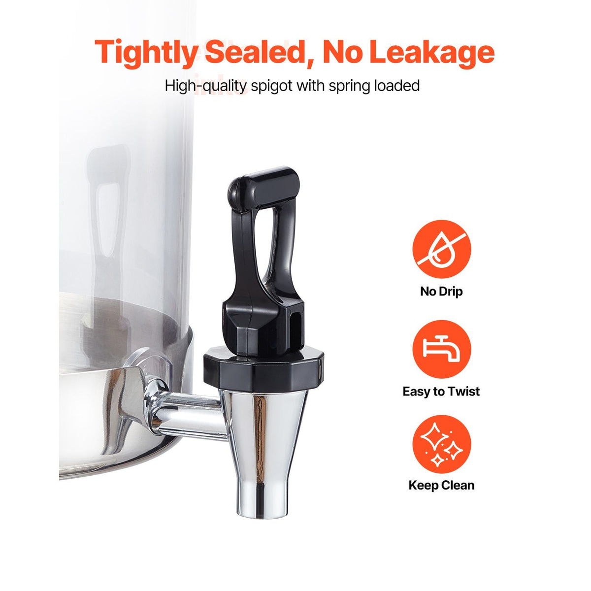 Beverage Dispenser, 2.1 Gallon Drink Dispenser for Parties, Stainless Steel + Plastic Juice Dispensers with Spigot Ice Chamber Tray, Iced Tea Lemonade Juice Dispensers, for Restaurants, Hotels