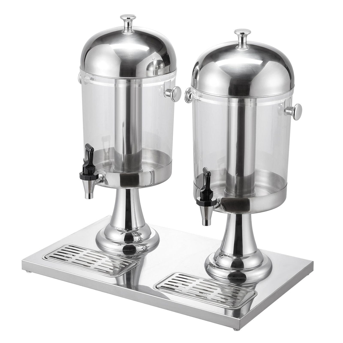 Beverage Dispenser, 2.1 Gallon x 2 Drink Dispenser for Parties, Stainless Steel + Plastic Juice Dispensers with Spigot Ice Chamber Tray, Iced Tea Lemonade Dispensers, for Restaurants, Hotels