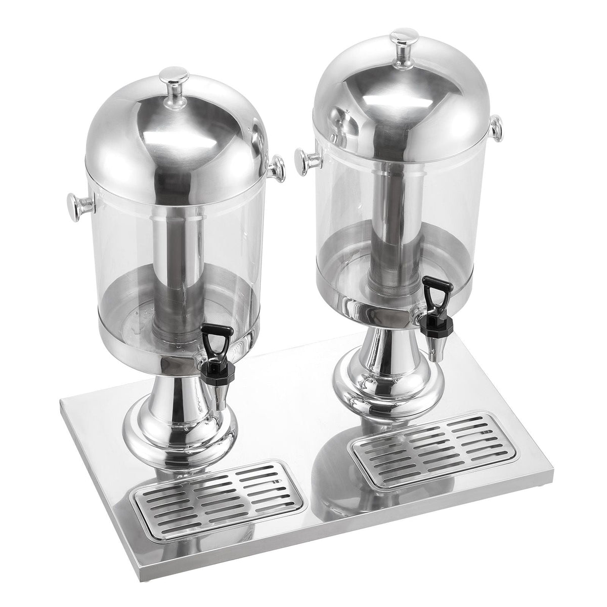 Beverage Dispenser, 2.1 Gallon x 2 Drink Dispenser for Parties, Stainless Steel + Plastic Juice Dispensers with Spigot Ice Chamber Tray, Iced Tea Lemonade Dispensers, for Restaurants, Hotels