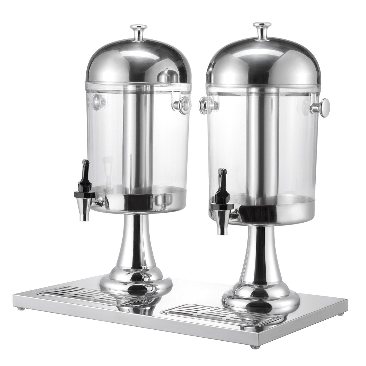 Beverage Dispenser, 2.1 Gallon x 2 Drink Dispenser for Parties, Stainless Steel + Plastic Juice Dispensers with Spigot Ice Chamber Tray, Iced Tea Lemonade Dispensers, for Restaurants, Hotels