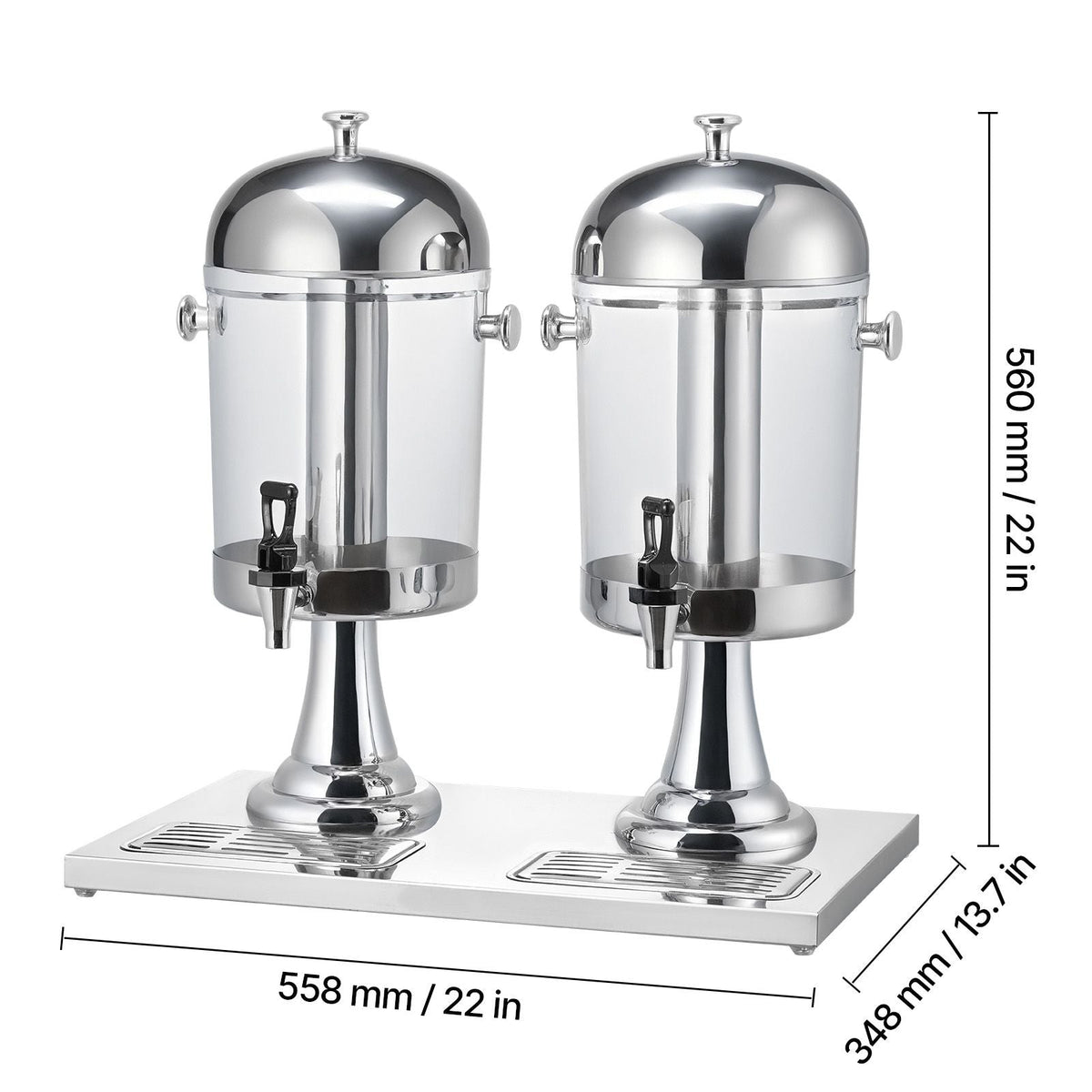 Beverage Dispenser, 2.1 Gallon x 2 Drink Dispenser for Parties, Stainless Steel + Plastic Juice Dispensers with Spigot Ice Chamber Tray, Iced Tea Lemonade Dispensers, for Restaurants, Hotels