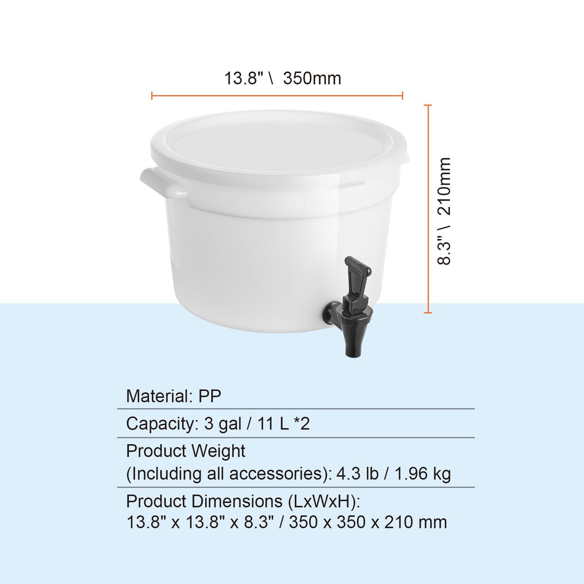 Beverage Dispenser, 3 Gallon Drink Dispensers for Parties, Plastic Juice Dispenser with Spigot and Lid, Iced Tea Lemonade Juice Water Dispenser, for Restaurants, Hotels, Parties, 2 Pack