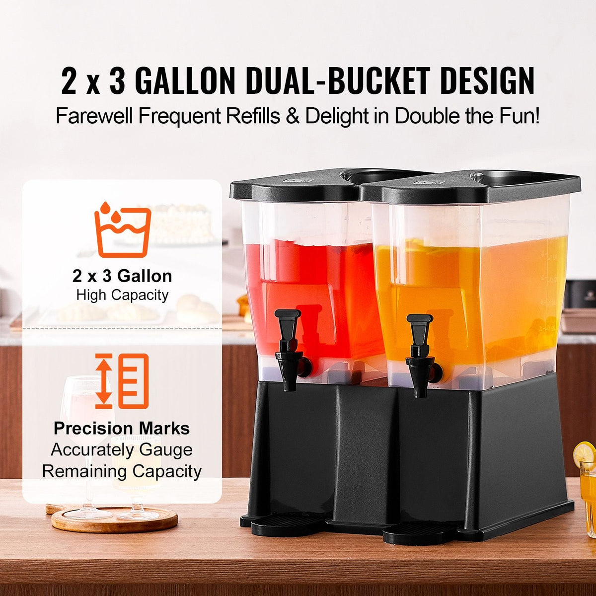 Beverage Dispenser, 3 Gallon x 2 Drink Dispensers for Parties, Plastic Juice Dispenser with Stand Spigot Lid, Iced Tea Lemonade Juice Water Dispenser, for Restaurants, Hotels, Parties