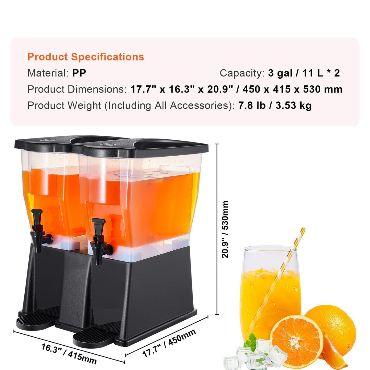 Beverage Dispenser, 3 Gallon x 2 Drink Dispensers for Parties, Plastic Juice Dispenser with Stand Spigot Lid, Iced Tea Lemonade Juice Water Dispenser, for Restaurants, Hotels, Parties