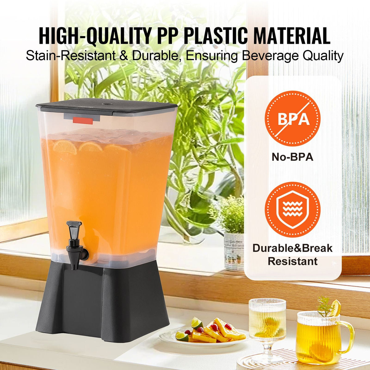 Beverage Dispenser, 5 Gallon Drink Dispenser for Parties, Plastic Juice Dispensers with No-Drip Spigot, Iced Tea Lemonade Juice Water Dispensers, for Restaurants, Hotels, Parties